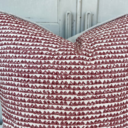 Cushions Made In Fermoie Mendip Red Burgundy Neutral Cotton Cushion Pillow Throw Cover