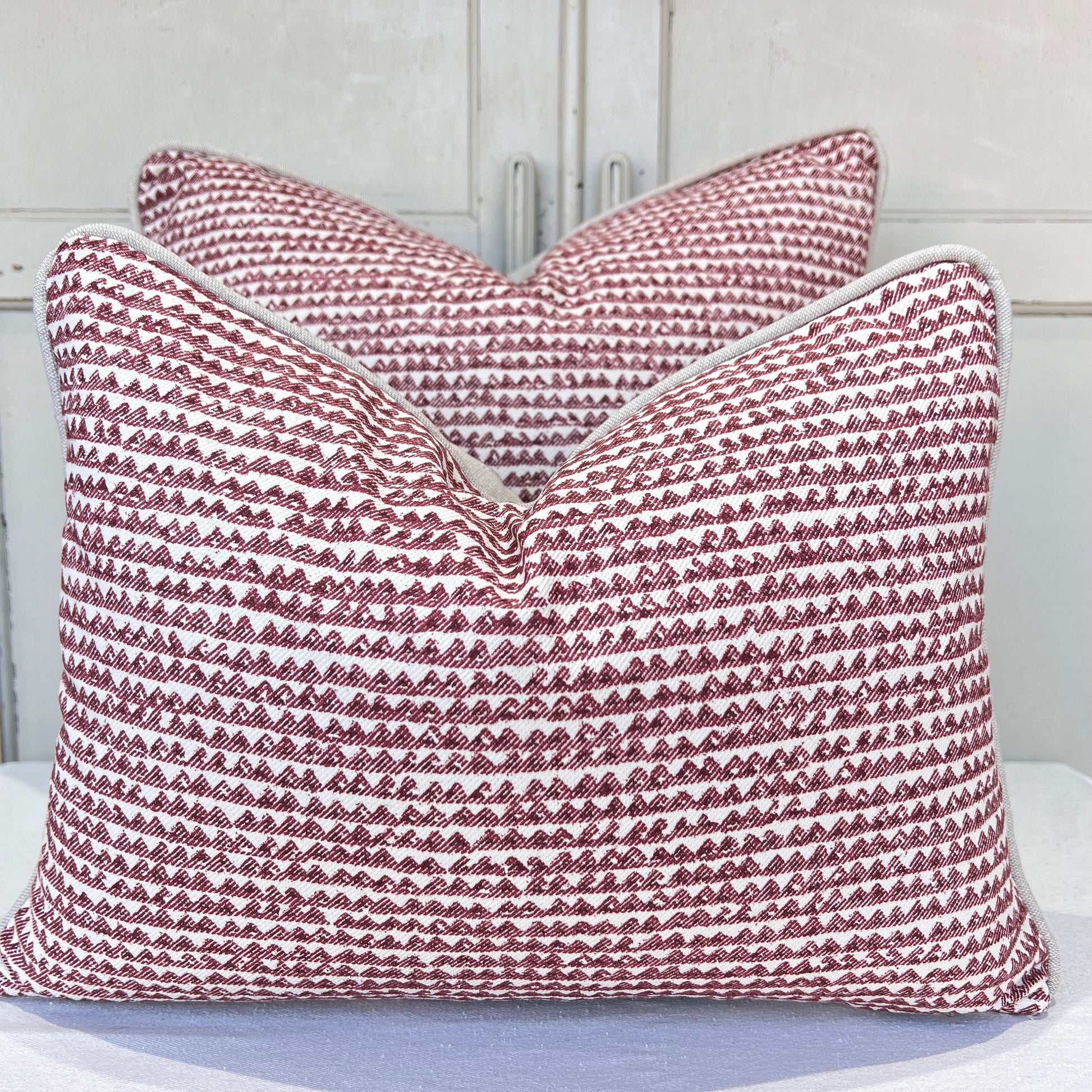 Cushions Made In Fermoie Mendip Red Burgundy Neutral Cotton Cushion Pillow Throw Cover