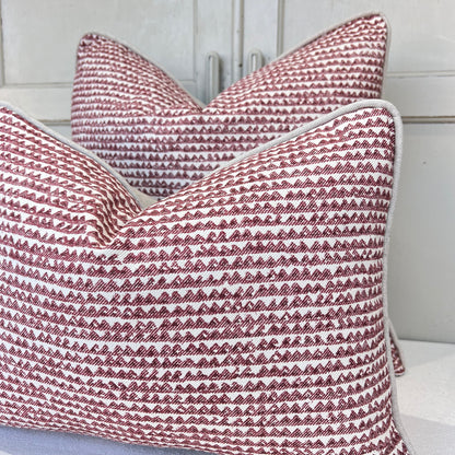 Cushions Made In Fermoie Mendip Red Burgundy Neutral Cotton Cushion Pillow Throw Cover