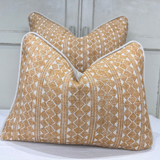 Cushions Made In Fermoie Quantock Luxury Designer Decorative Neutral Mustard Linen Cushion Pillow Throw Cover