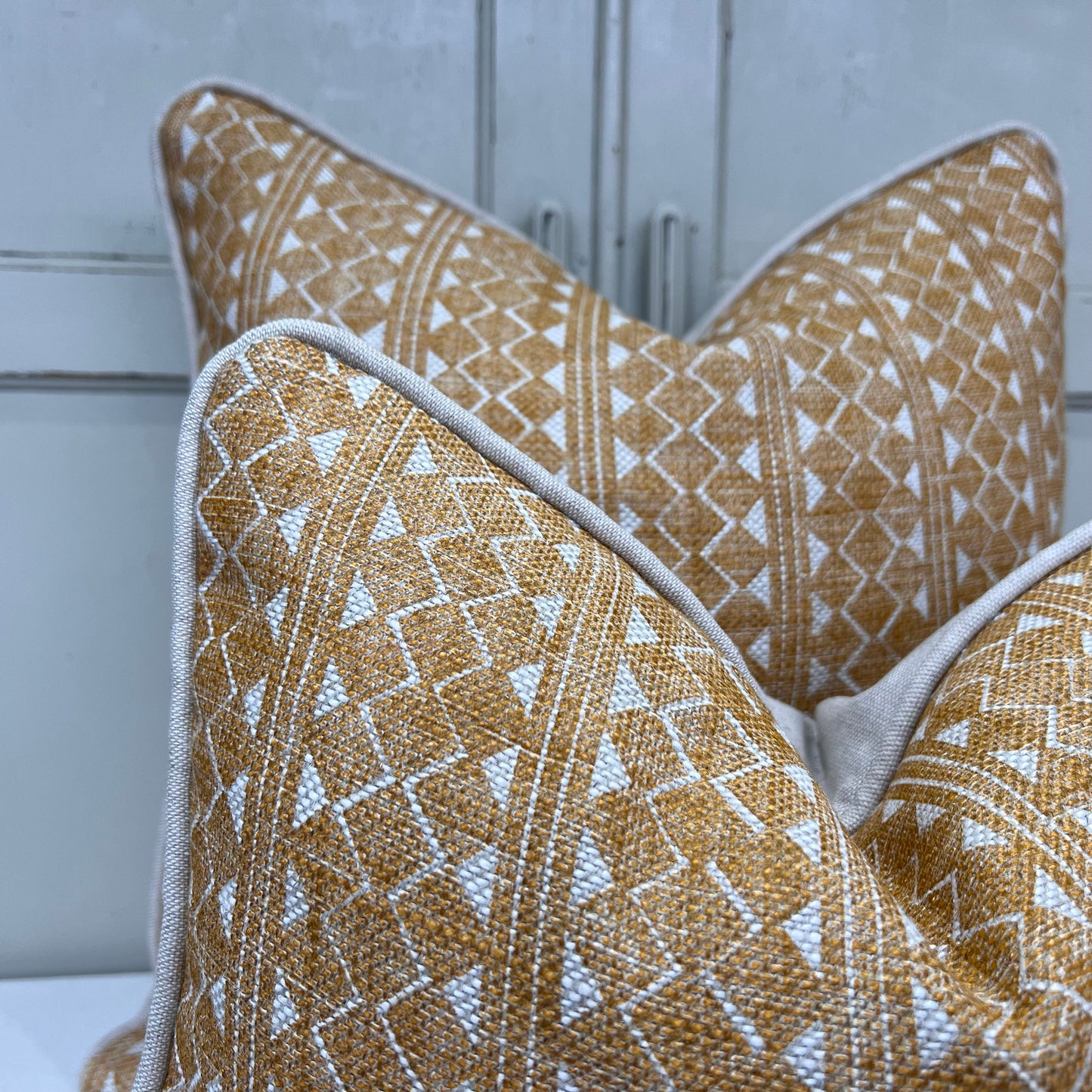 Cushions Made In Fermoie Quantock Luxury Designer Decorative Neutral Mustard Linen Cushion Pillow Throw Cover