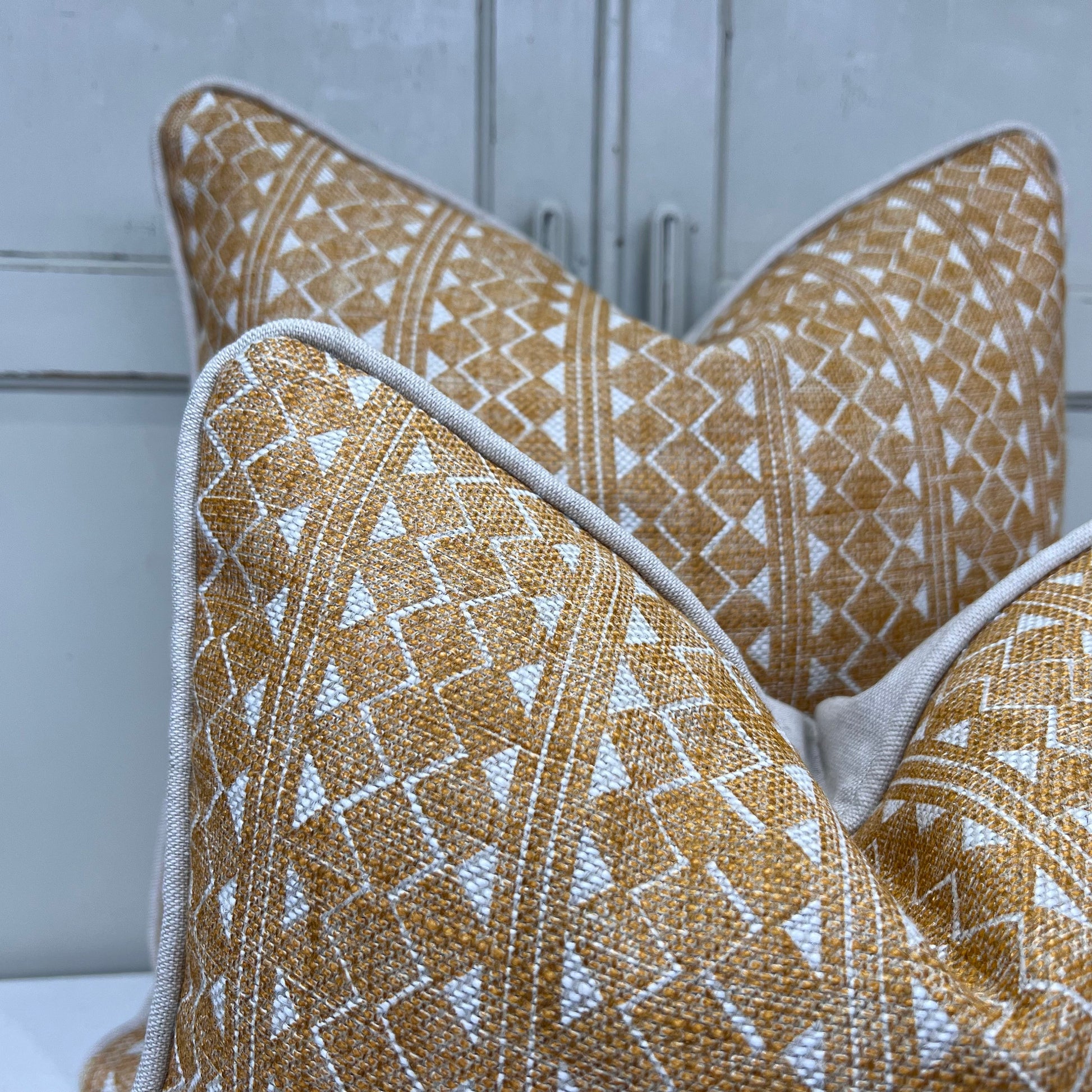 Cushions Made In Fermoie Quantock Luxury Designer Decorative Neutral Mustard Linen Cushion Pillow Throw Cover