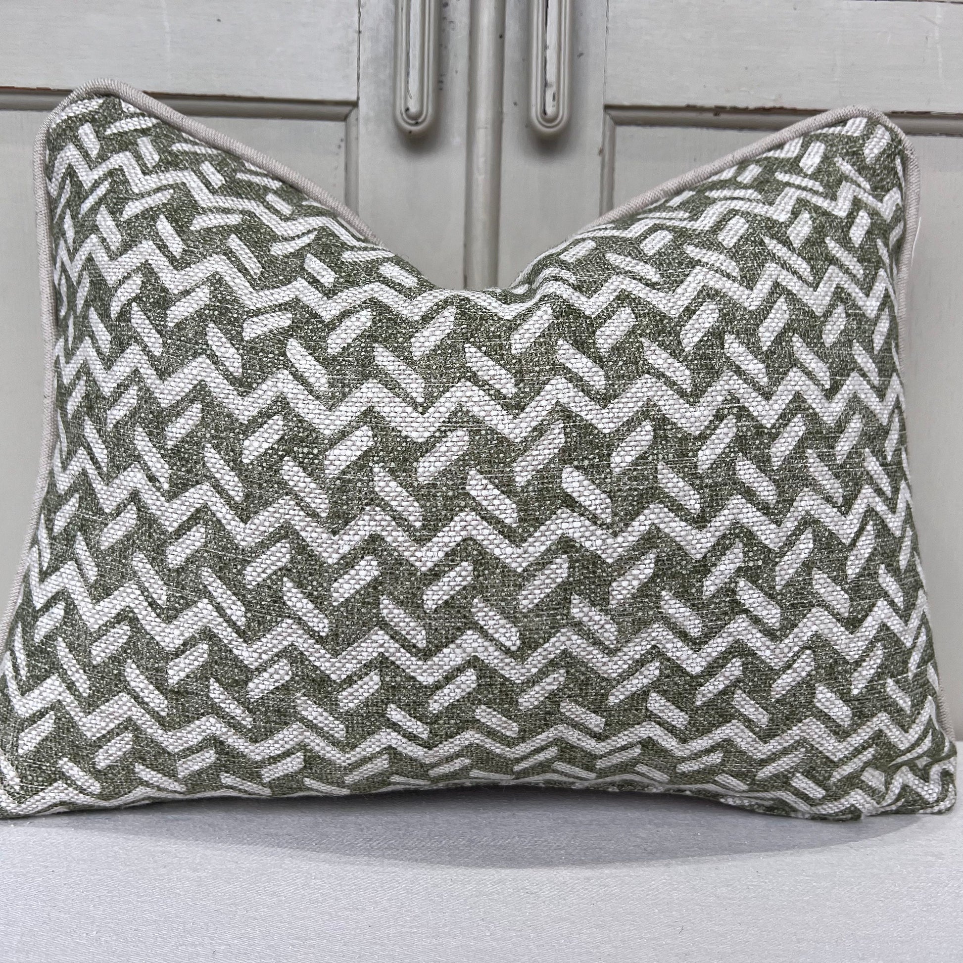 Cushions Made In Fermoie Chiltern Luxury Designer Decorative Olive Green Linen Cushion Pillow Throw Cover