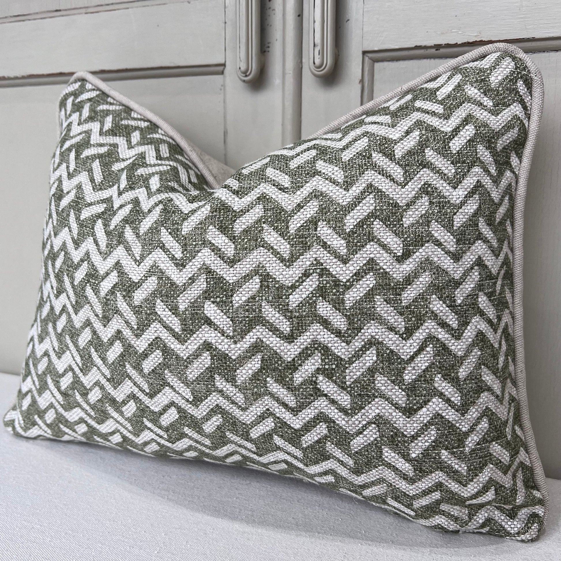 Cushions Made In Fermoie Chiltern Luxury Designer Decorative Olive Green Linen Cushion Pillow Throw Cover