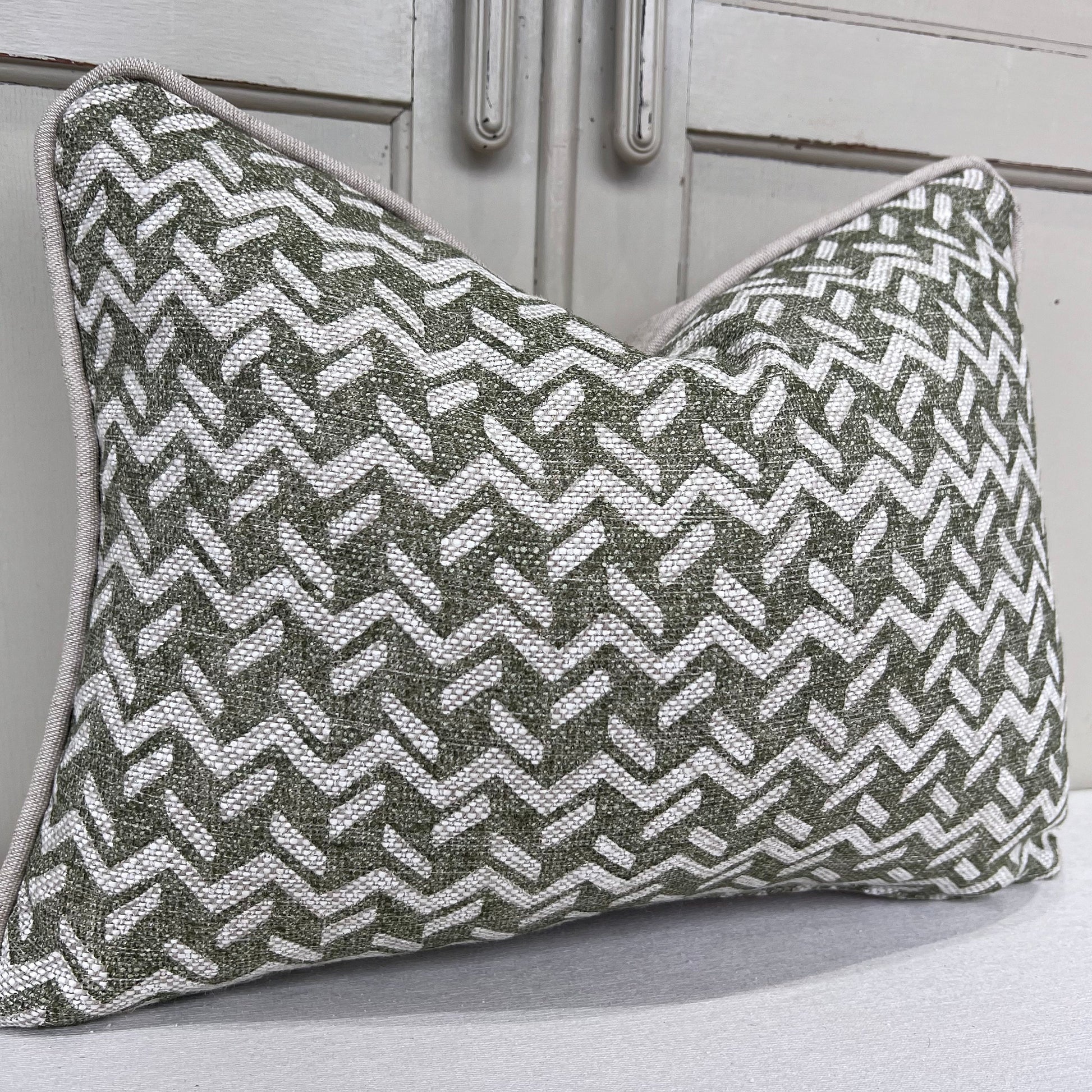 Cushions Made In Fermoie Chiltern Luxury Designer Decorative Olive Green Linen Cushion Pillow Throw Cover