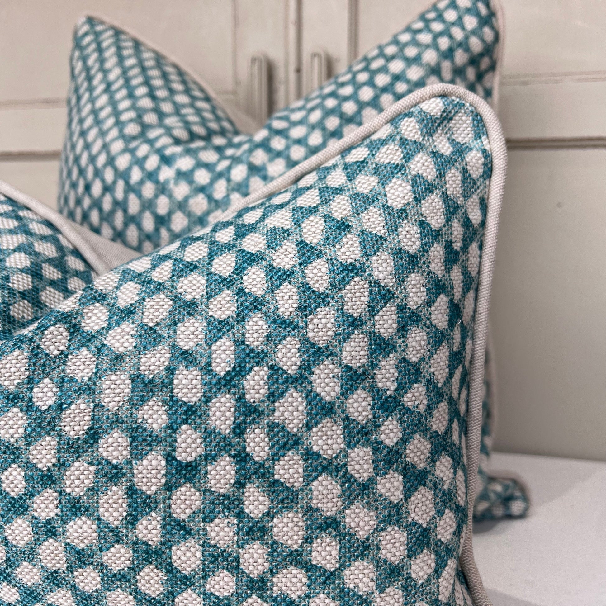 Cushions Made In Fermoie Wicker Luxury Designer Decorative Teal Green Linen Cushion Pillow Throw Cover