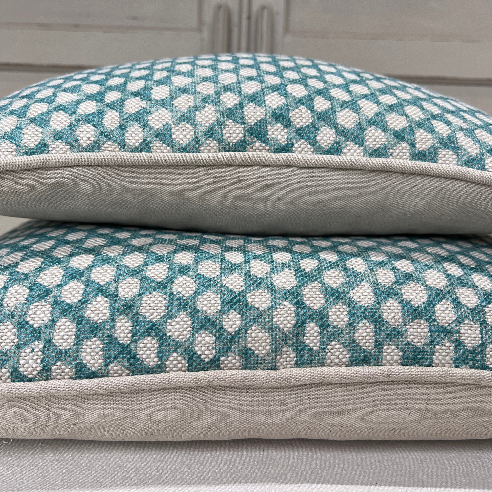 Cushions Made In Fermoie Wicker Luxury Designer Decorative Teal Green Linen Cushion Pillow Throw Cover