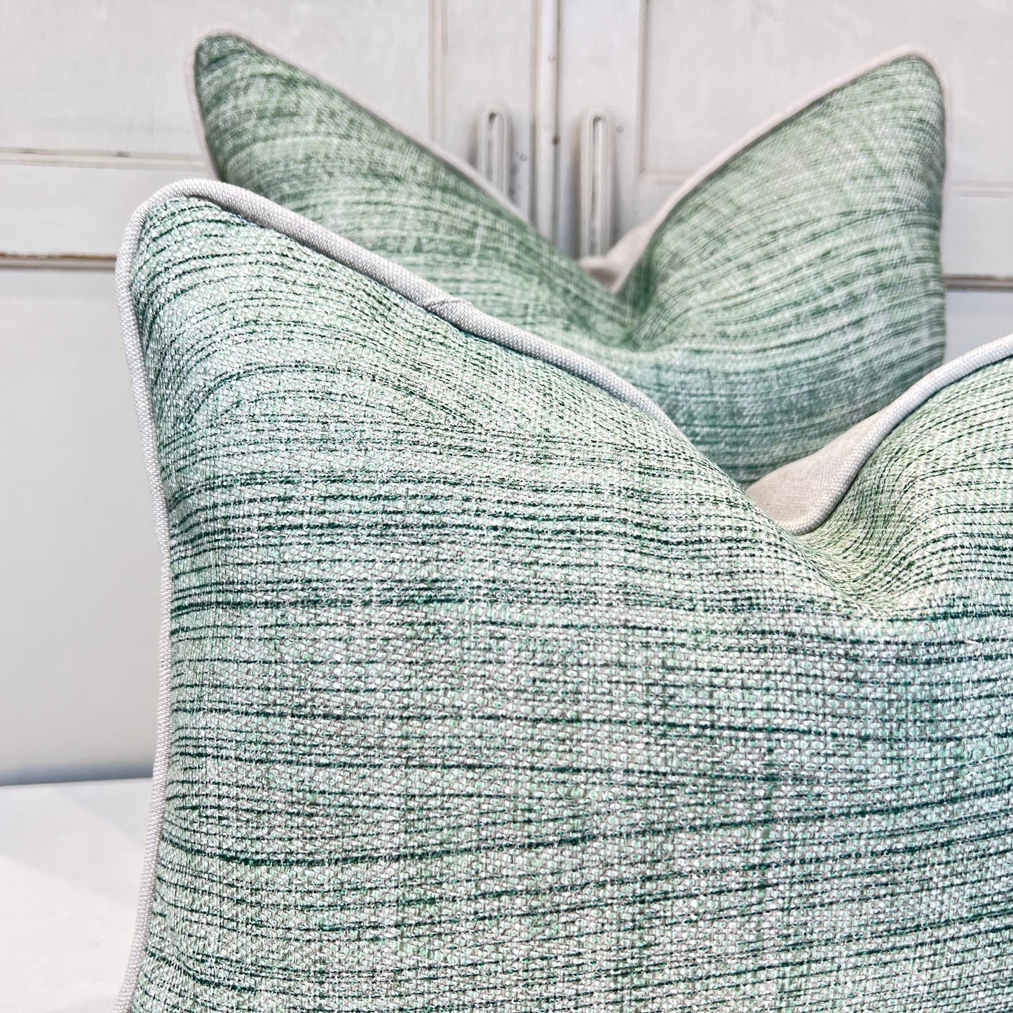 Cushions Made In Fermoie Wave Luxury Designer Decorative Rich Green Linen Cushion Pillow Throw Cover.