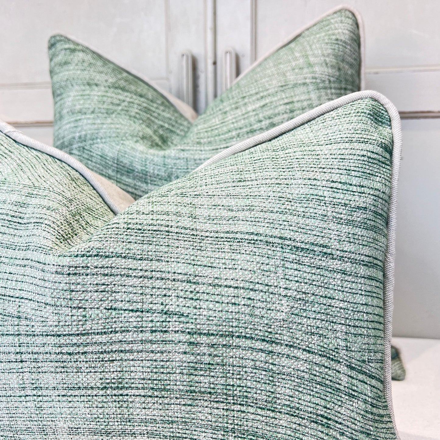 Cushions Made In Fermoie Wave Luxury Designer Decorative Rich Green Linen Cushion Pillow Throw Cover.