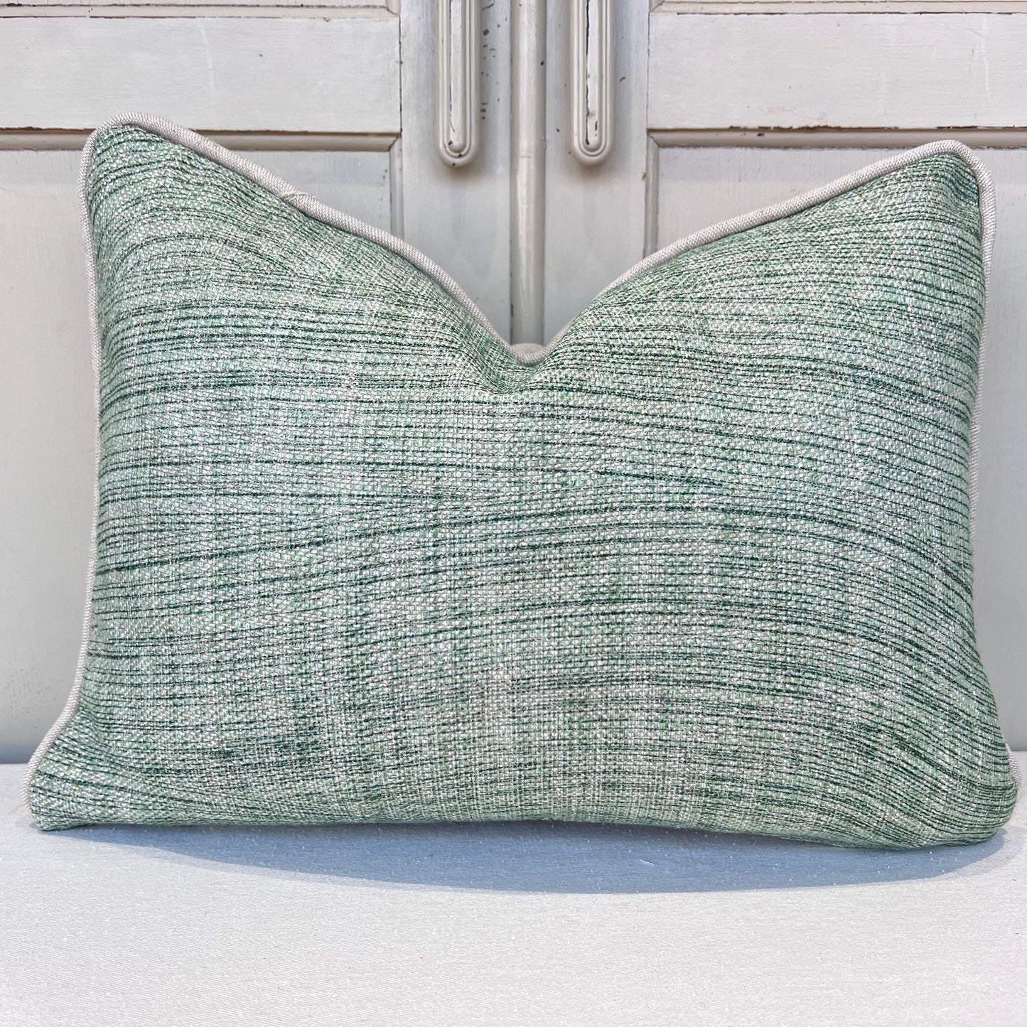 Cushions Made In Fermoie Wave Luxury Designer Decorative Rich Green Linen Cushion Pillow Throw Cover.