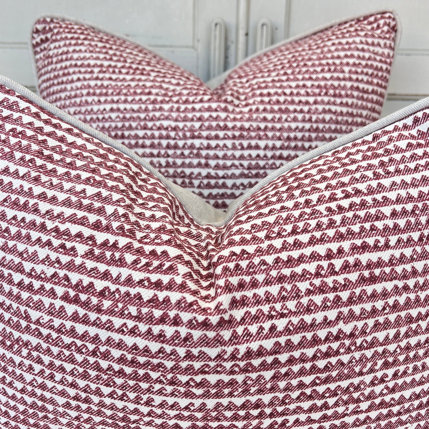 Cushions Made In Fermoie Mendip Red Burgundy Neutral Cotton Cushion Pillow Throw Cover