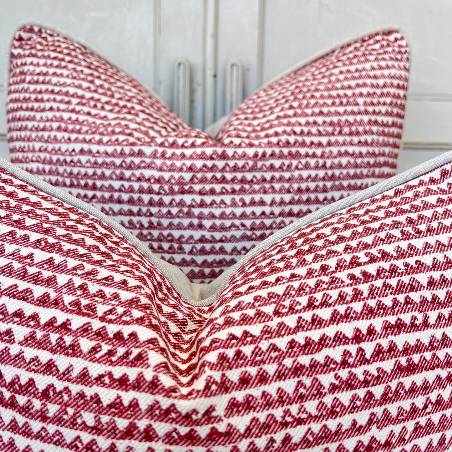 Cushions Made In Fermoie Mendip Red Burgundy Neutral Cotton Cushion Pillow Throw Cover