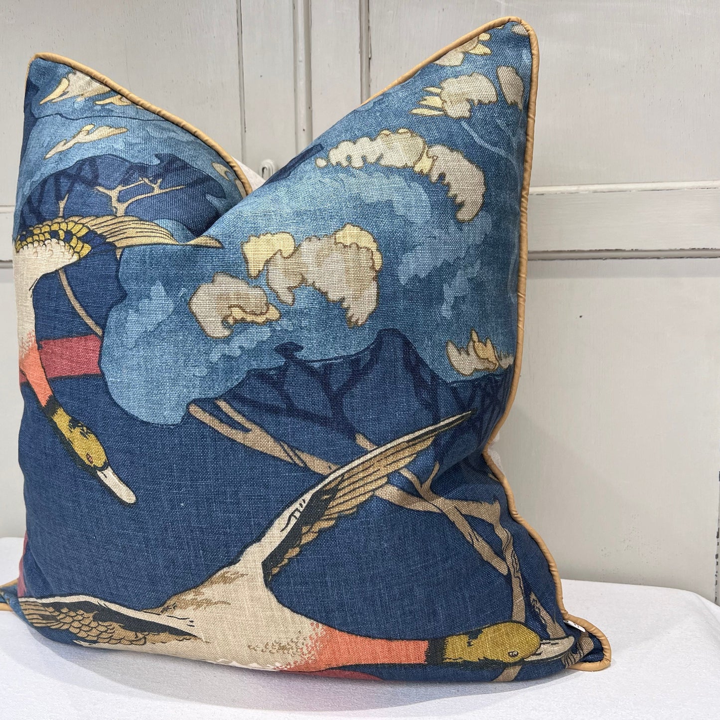 Luxury Designer Mulberry Flying Ducks Red Blue Luxury Cushion Pillow Cover