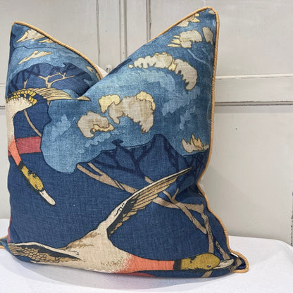 Luxury Designer Mulberry Flying Ducks Red Blue Luxury Cushion Pillow Cover