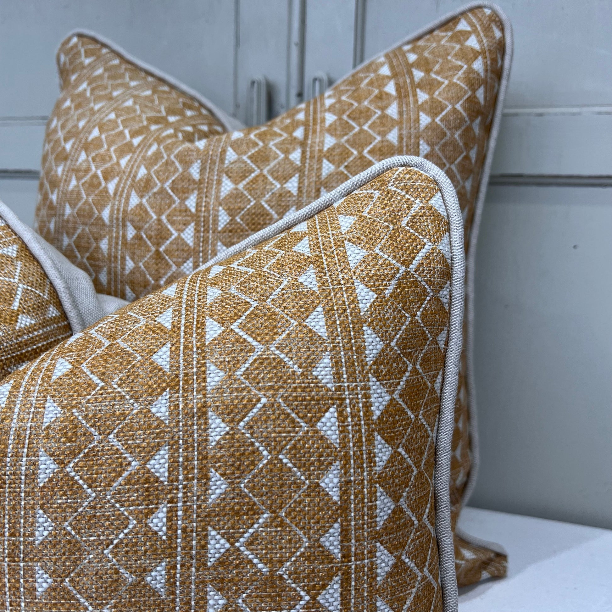 Cushions Made In Fermoie Quantock Luxury Designer Decorative Neutral Mustard Linen Cushion Pillow Throw Cover