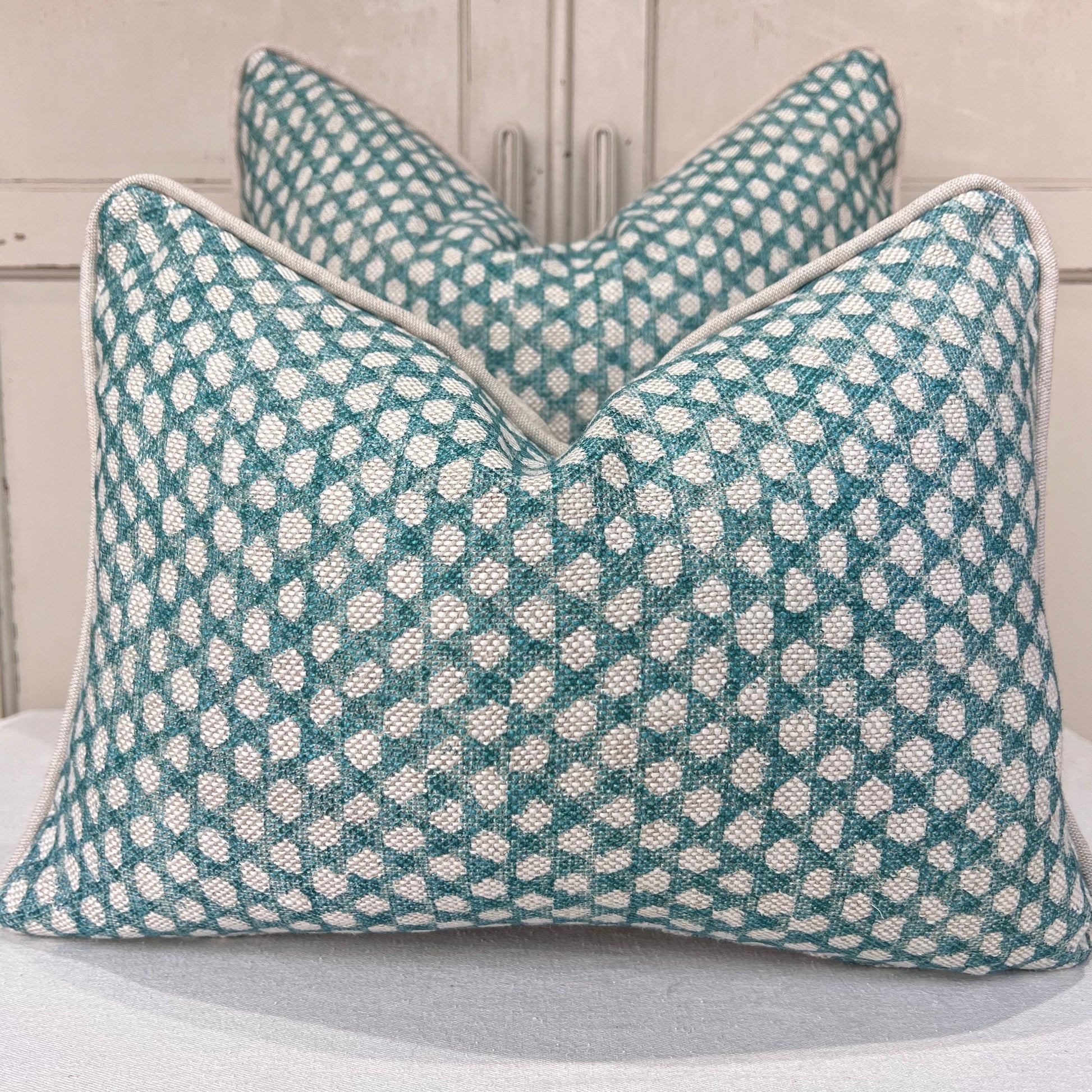 Cushions Made In Fermoie Wicker Luxury Designer Decorative Teal Green Linen Cushion Pillow Throw Cover