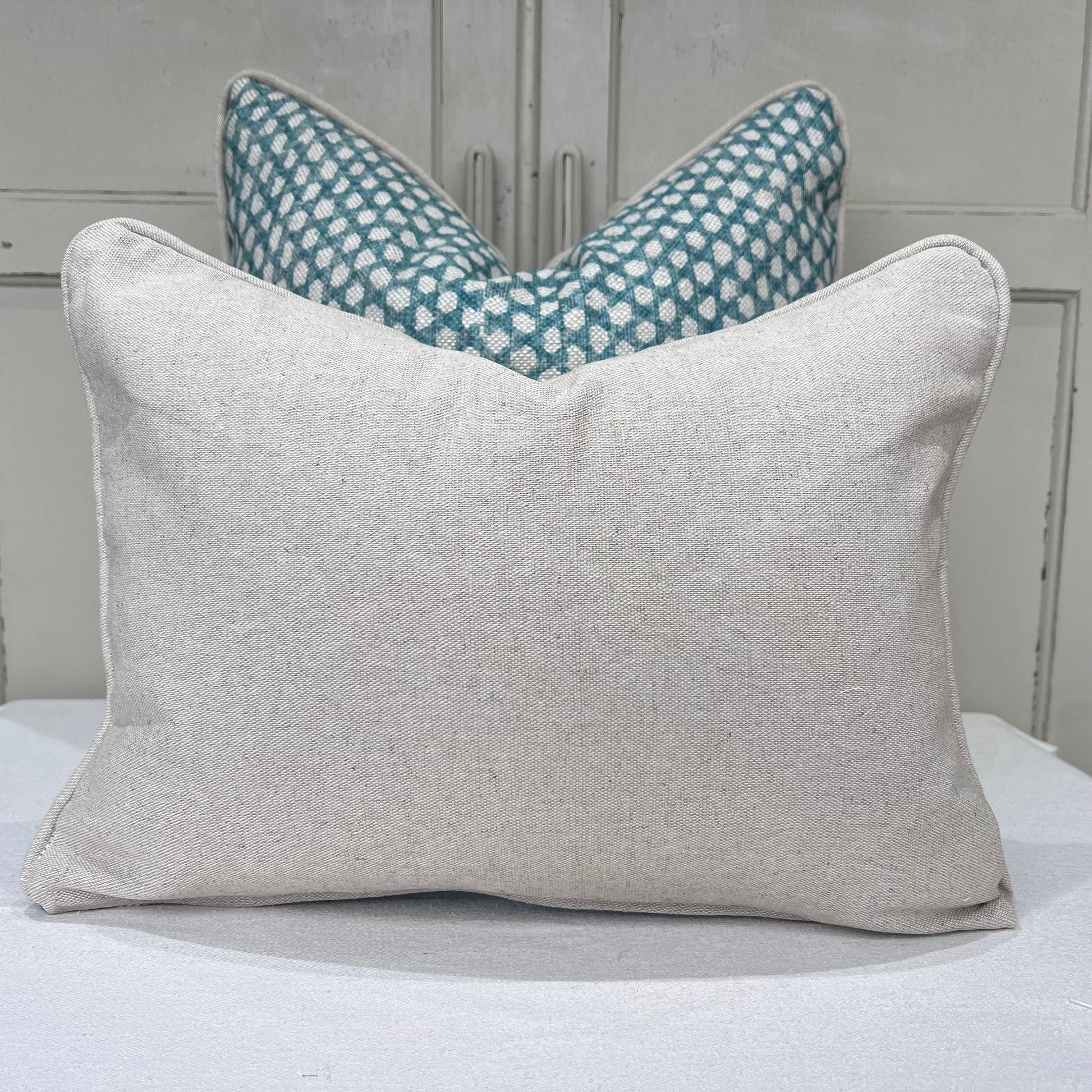 Cushions Made In Fermoie Wicker Luxury Designer Decorative Teal Green Linen Cushion Pillow Throw Cover