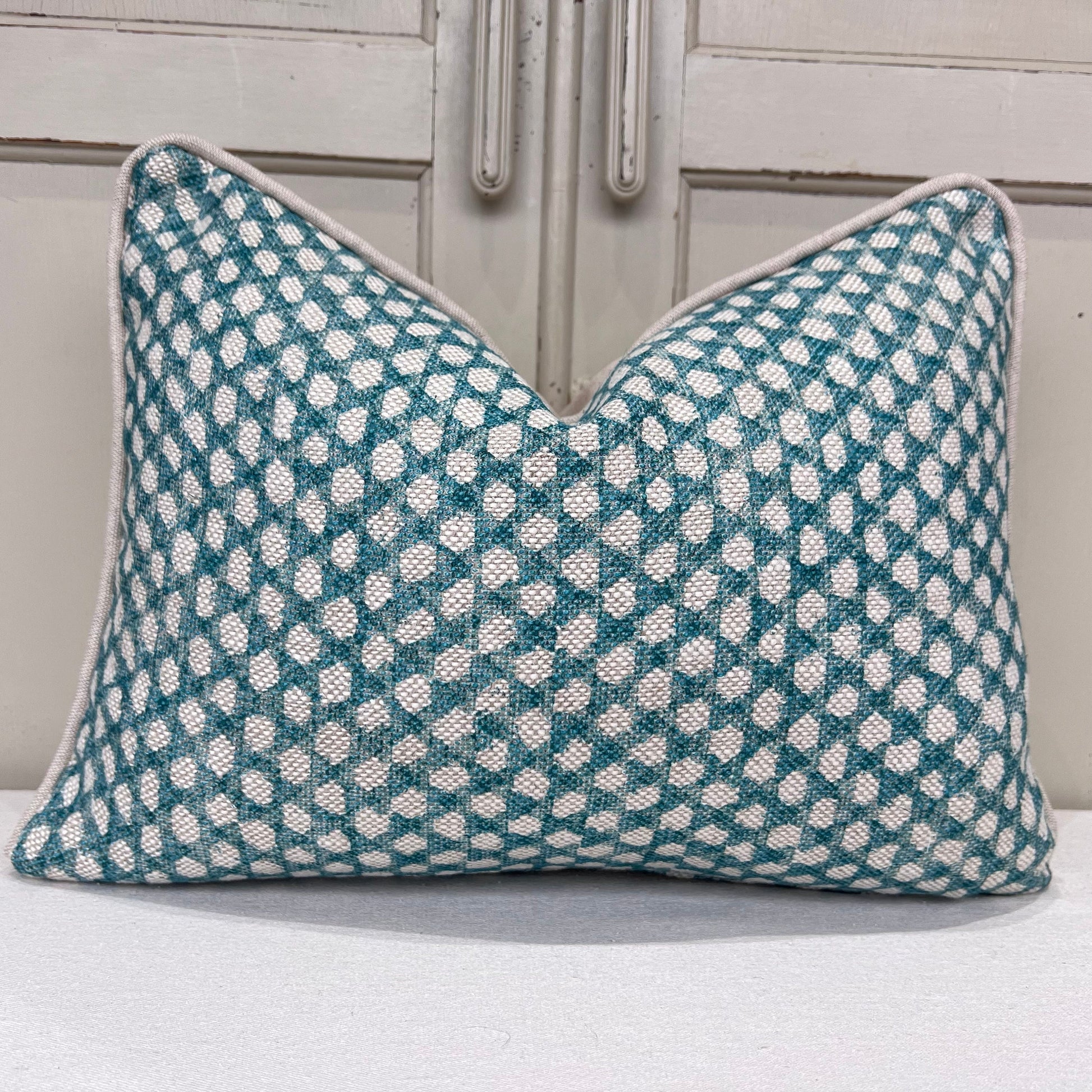 Cushions Made In Fermoie Wicker Luxury Designer Decorative Teal Green Linen Cushion Pillow Throw Cover