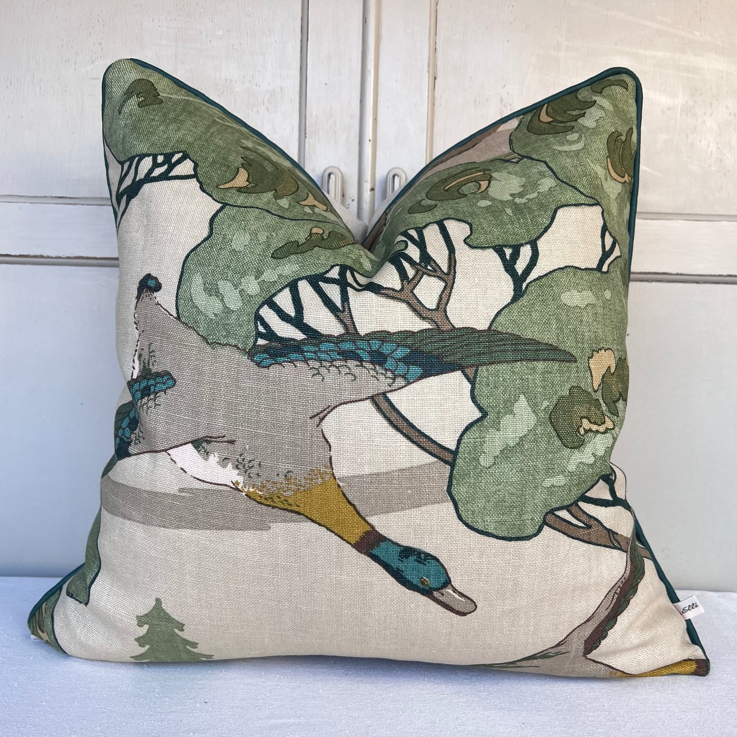 Mulberry Flying Ducks Emerald Green Luxury Cushion Pillow Cover