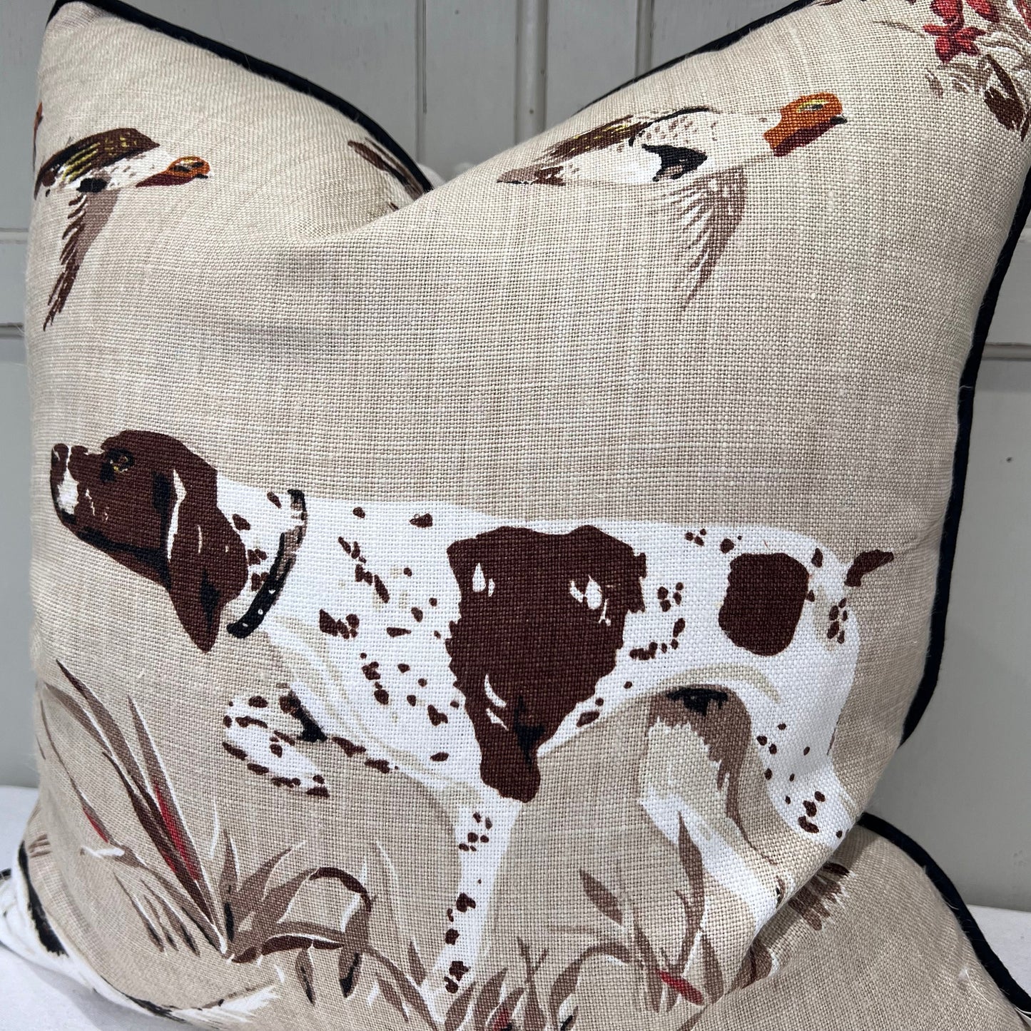 Schumacher Luxury Designer Pointers Tan Beige Lumbar Decorative Cushion Pillow Throw Cover