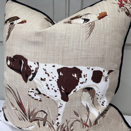 Schumacher Luxury Designer Pointers Tan Beige Lumbar Decorative Cushion Pillow Throw Cover