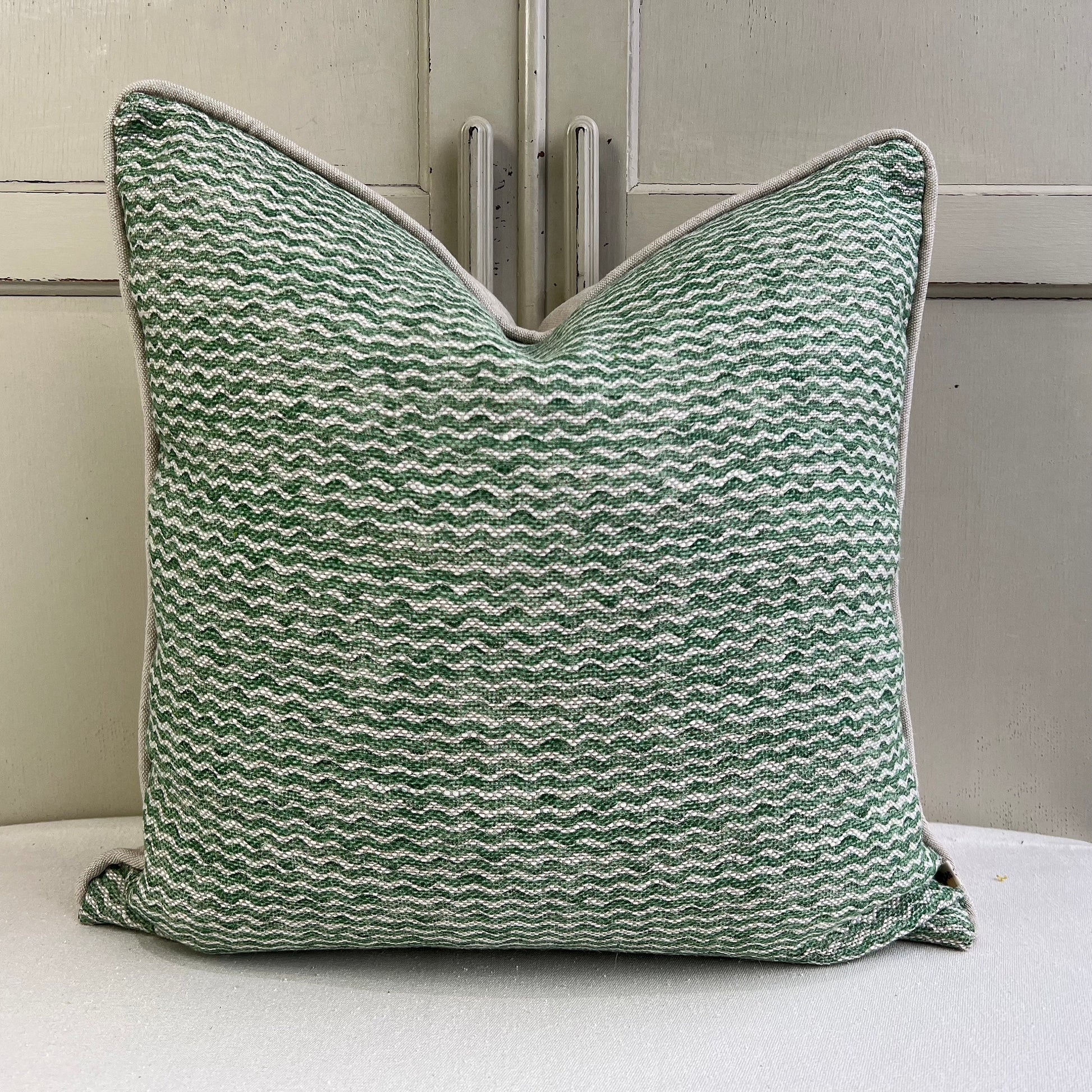 Cushions Made in Fermoie Popple Decorative Green Neutral Linen Cushion Pillow Throw Cover