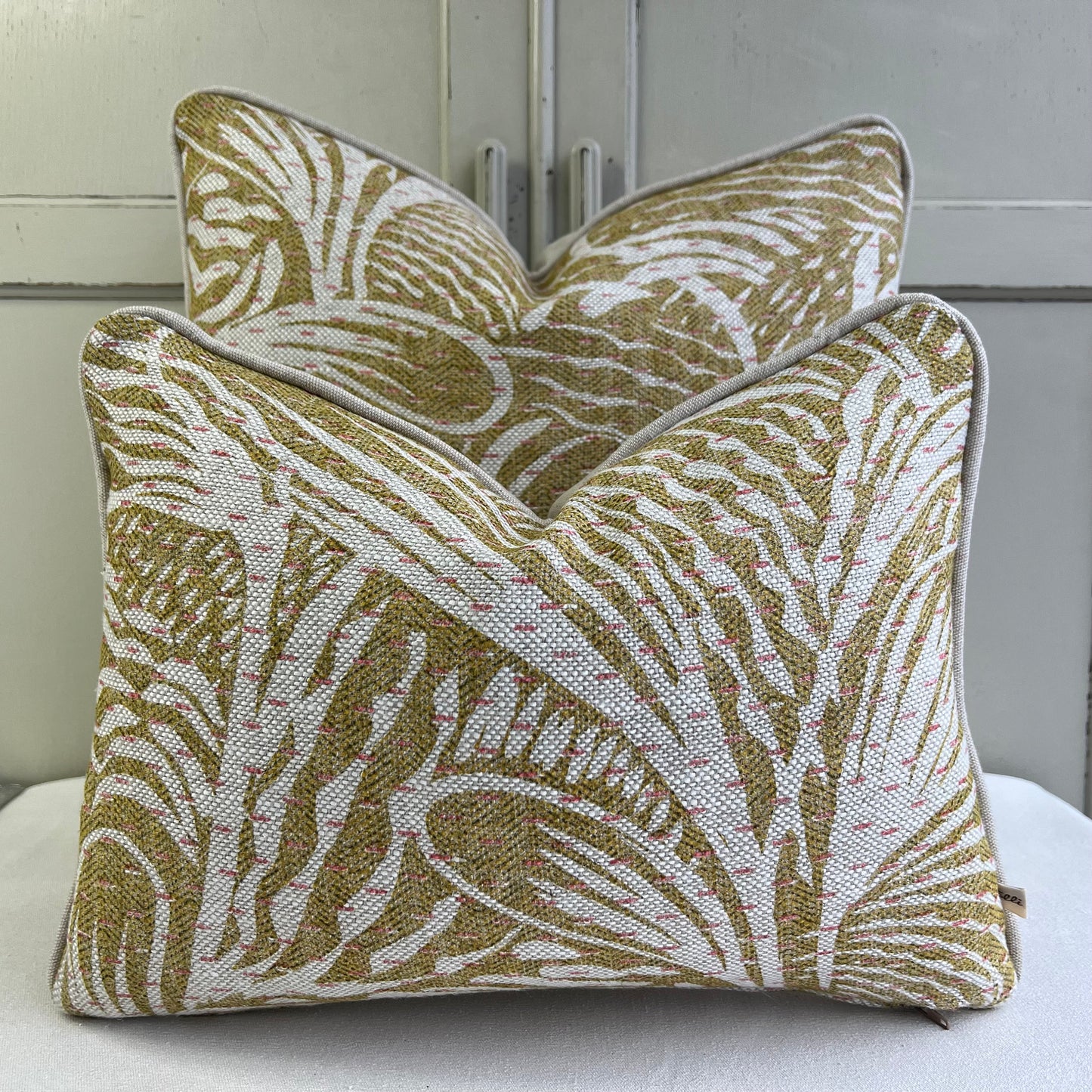 Cushions Made In Fermoie Savernake Luxury Designer Decorative Chartreuse Yellow Green Linen Cushion Pillow Throw Cover