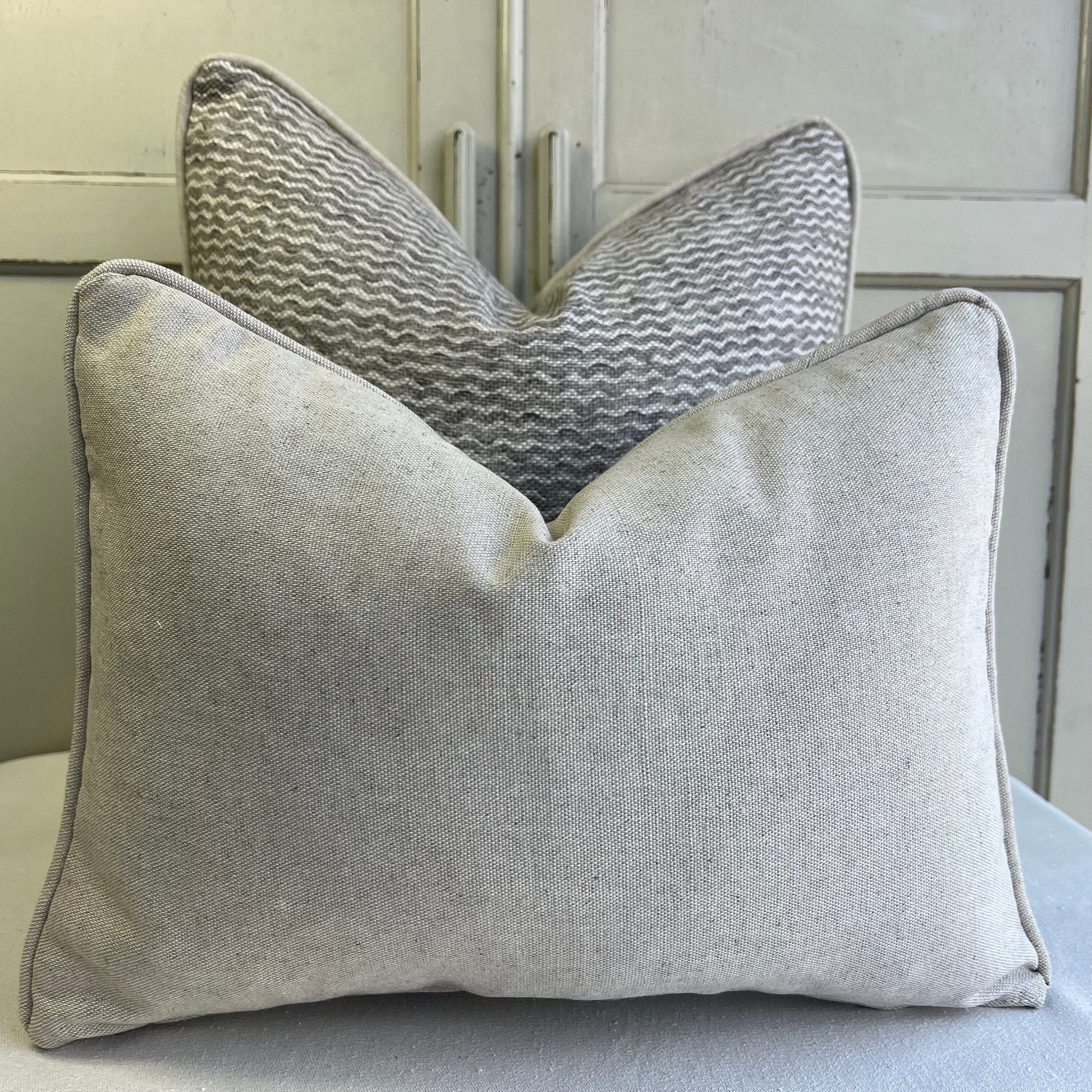 Cushions Made In Fermoie Popple Luxury Designer Decorative Grey Neutral Linen Cushion Pillow Throw Cover