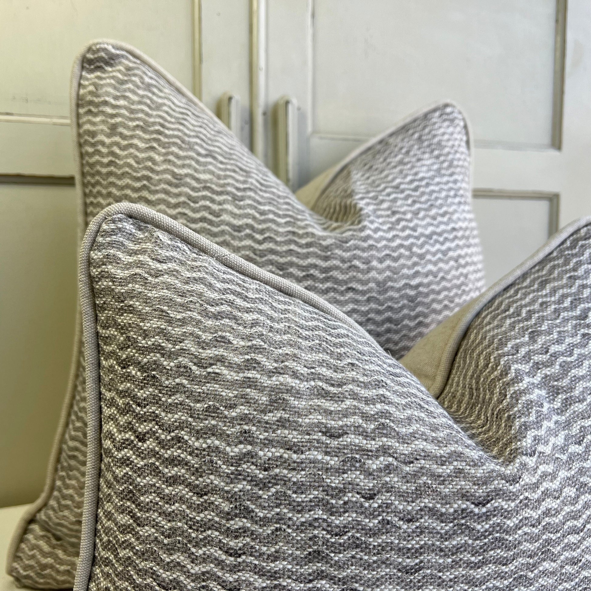 Cushions Made In Fermoie Popple Luxury Designer Decorative Grey Neutral Linen Cushion Pillow Throw Cover