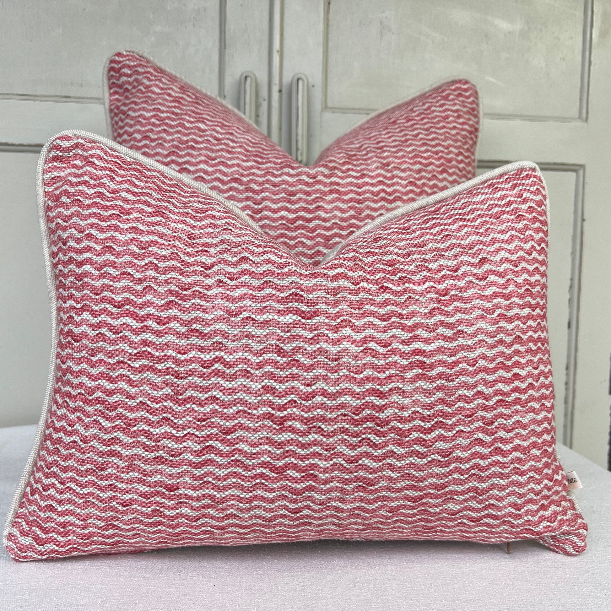 Cushions Made In Fermoie Popple Luxury Designer Decorative Raspberry Red Neutral Linen Cushion Pillow Throw Cover