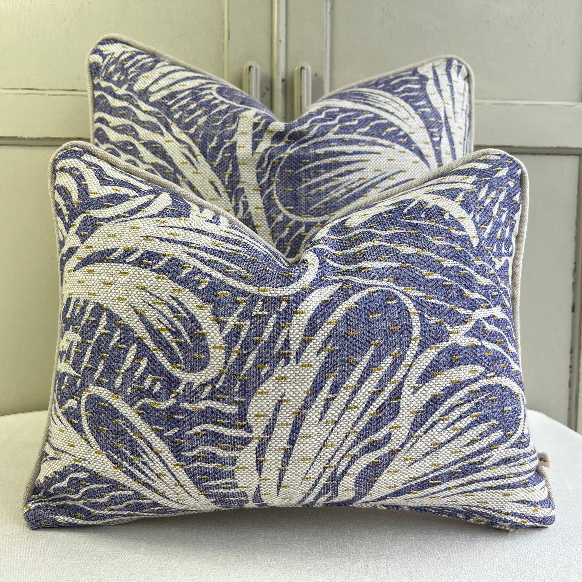 Cushions Made In Fermoie Savernake Luxury Designer Decorative Blue Linen Cushion Pillow Throw Cover