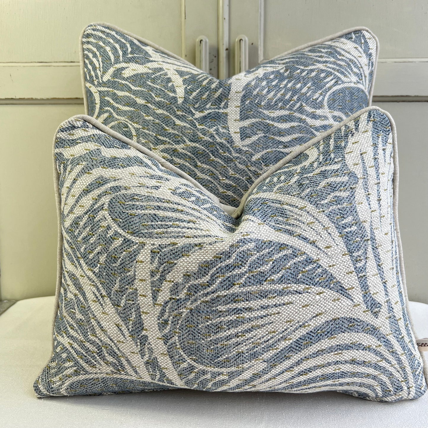 Cushions Made In Fermoie Savernake Linen Luxury Designer Decorative Pale Blue Cushion Pillow Throw Cover