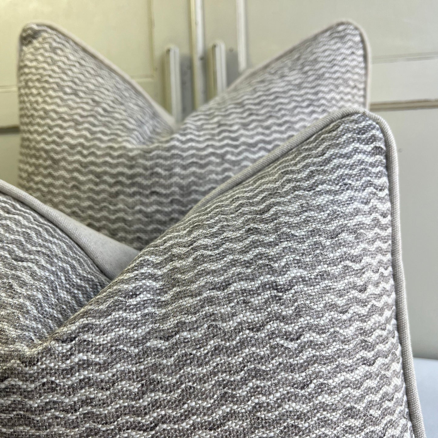 Cushions Made In Fermoie Popple Luxury Designer Decorative Grey Neutral Linen Cushion Pillow Throw Cover