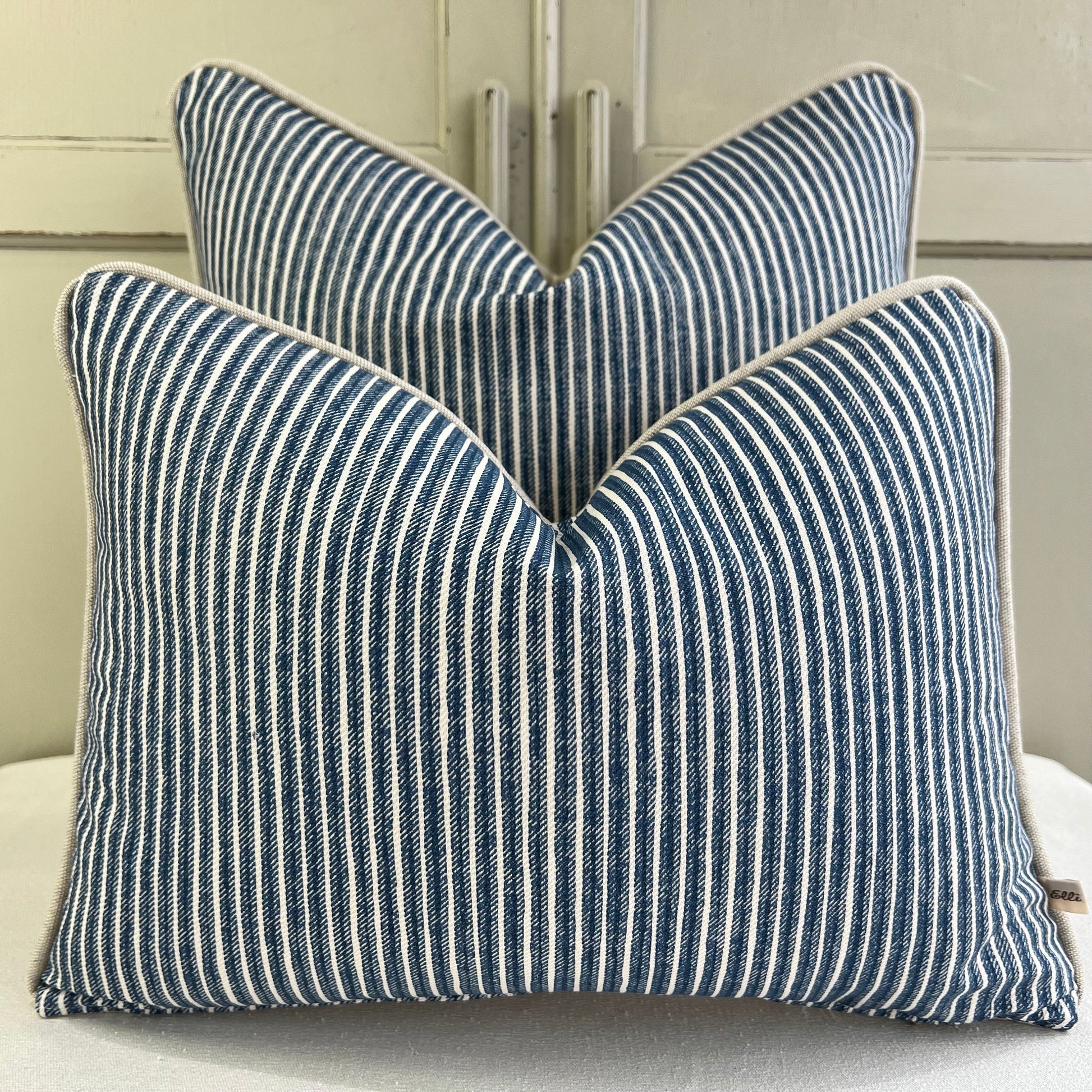 Cushions Made In Fermoie Luxury Designer Poulton Stripe Green Olive Cushion Pillow Throw Cover