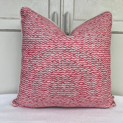 Cushions Made In Fermoie Popple Luxury Designer Decorative Raspberry Red Neutral Linen Cushion Pillow Throw Cover