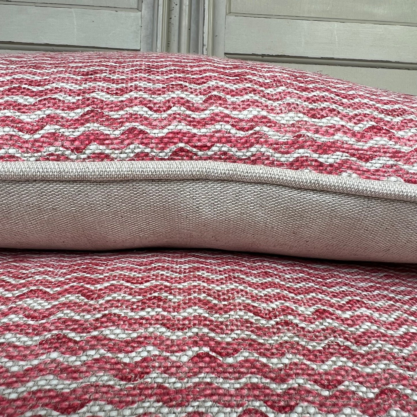 Cushions Made In Fermoie Popple Luxury Designer Decorative Raspberry Red Neutral Linen Cushion Pillow Throw Cover