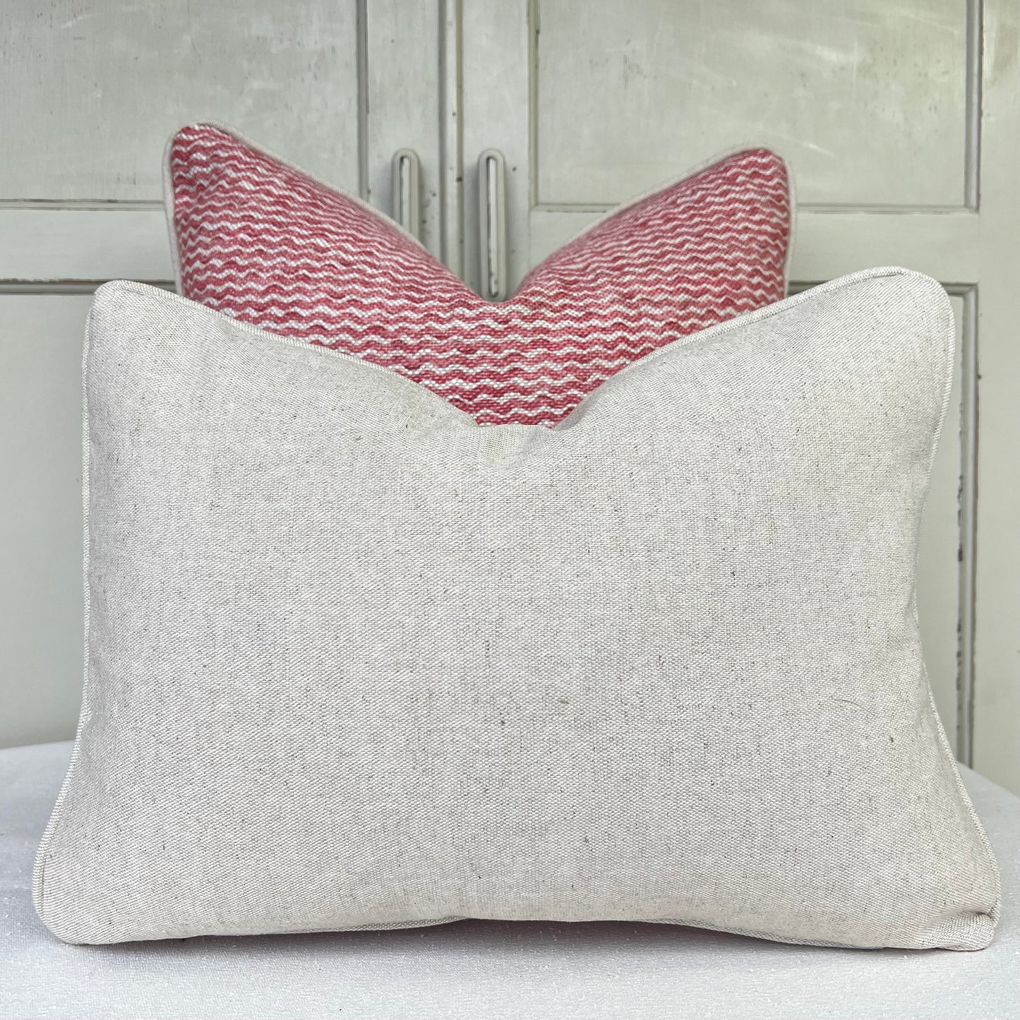 Cushions Made In Fermoie Popple Luxury Designer Decorative Raspberry Red Neutral Linen Cushion Pillow Throw Cover