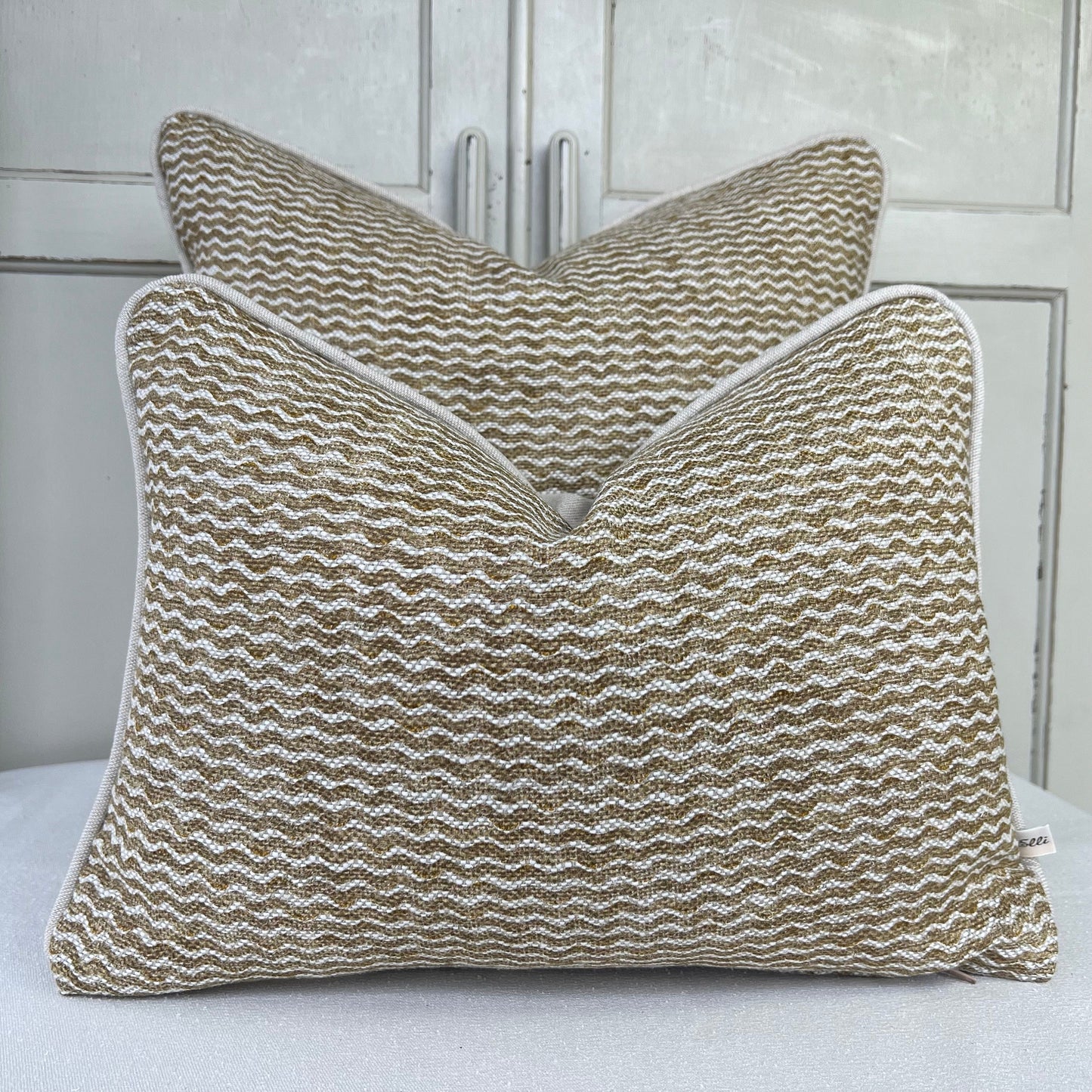 Cushions Made in Fermoie Popple Luxury Designer Olive Linen Decorative Cushion Pillow Throw Cover