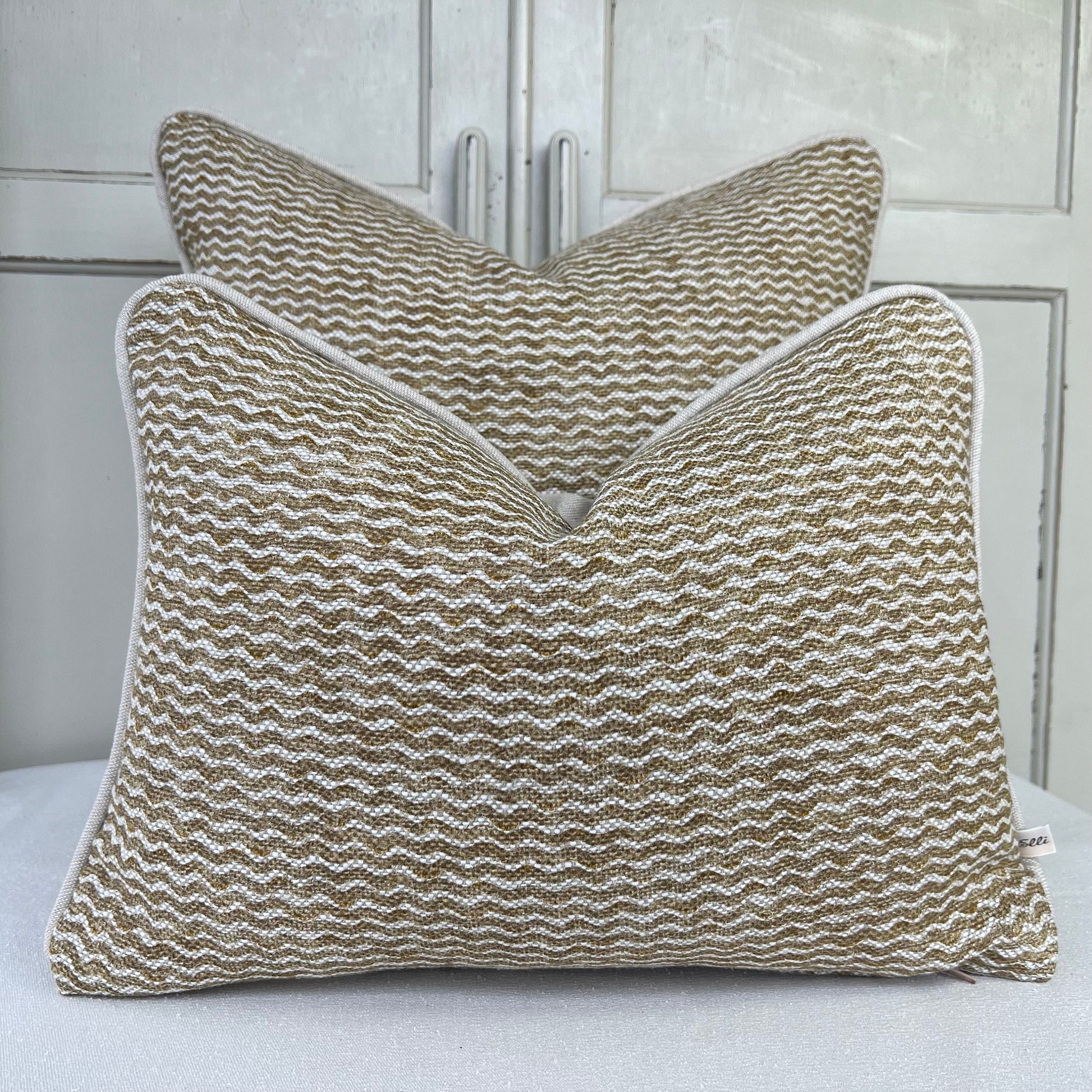 Cushions Made in Fermoie Popple Luxury Designer Olive Linen Decorative Cushion Pillow Throw Cover