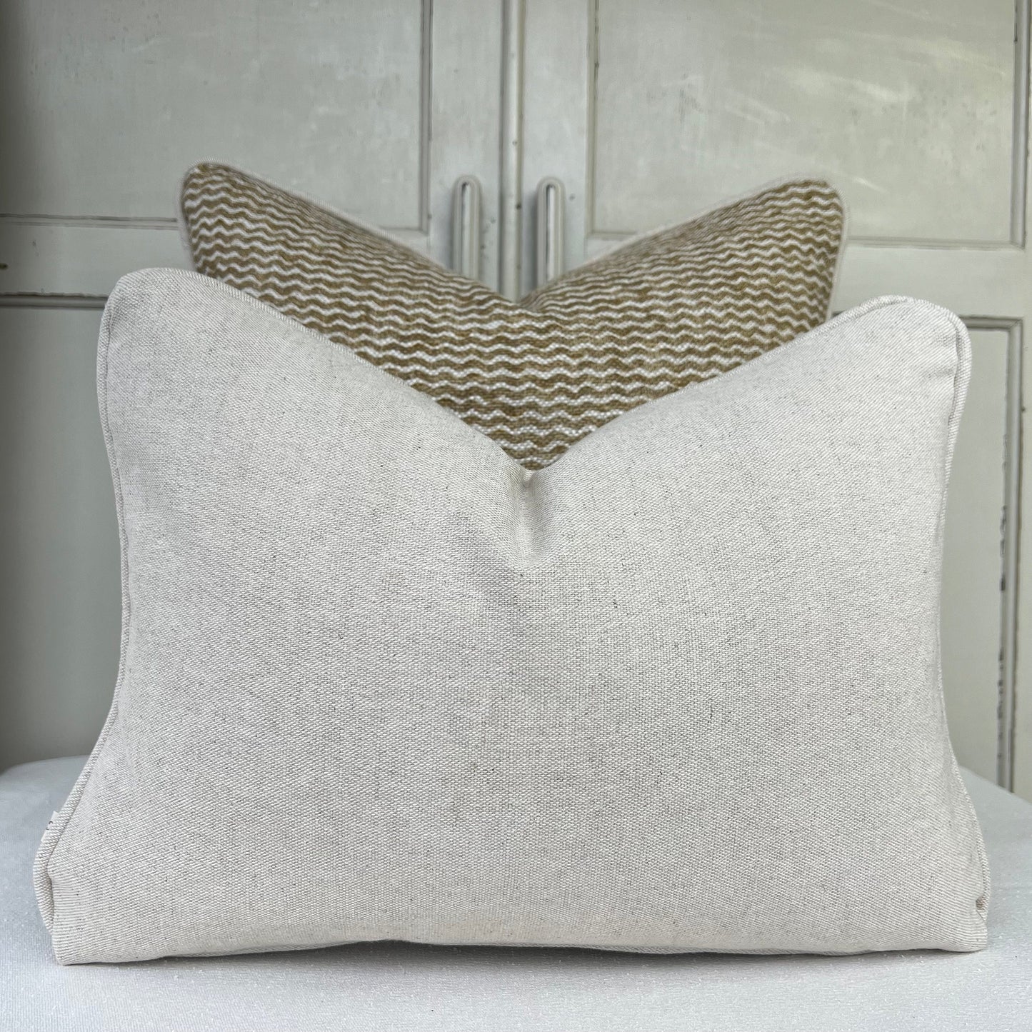 Cushions Made in Fermoie Popple Luxury Designer Olive Linen Decorative Cushion Pillow Throw Cover