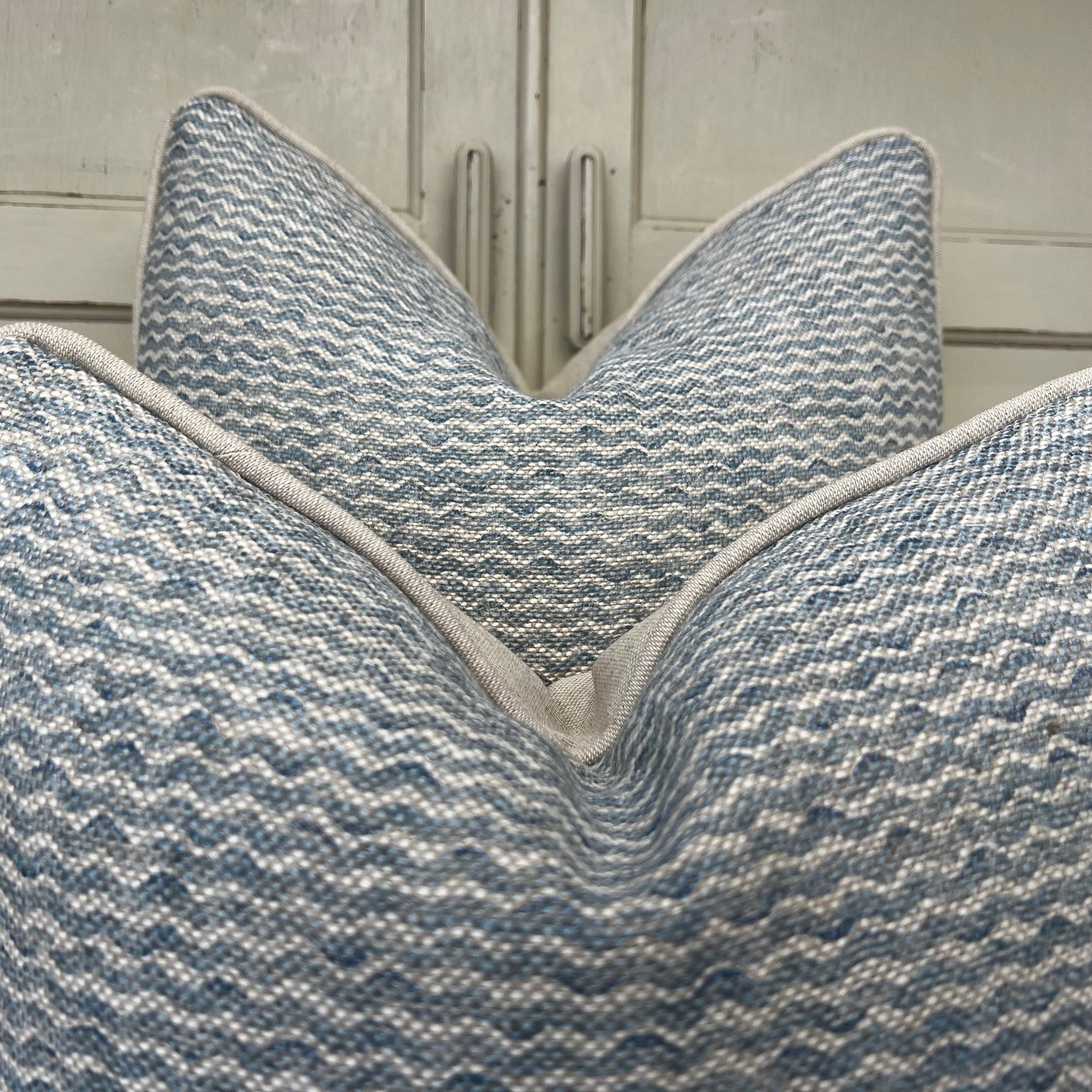 Cushions Made In Fermoie Popple Luxury Designer Decorative Pale Blue Neutral Linen Cushion Pillow Throw Cover