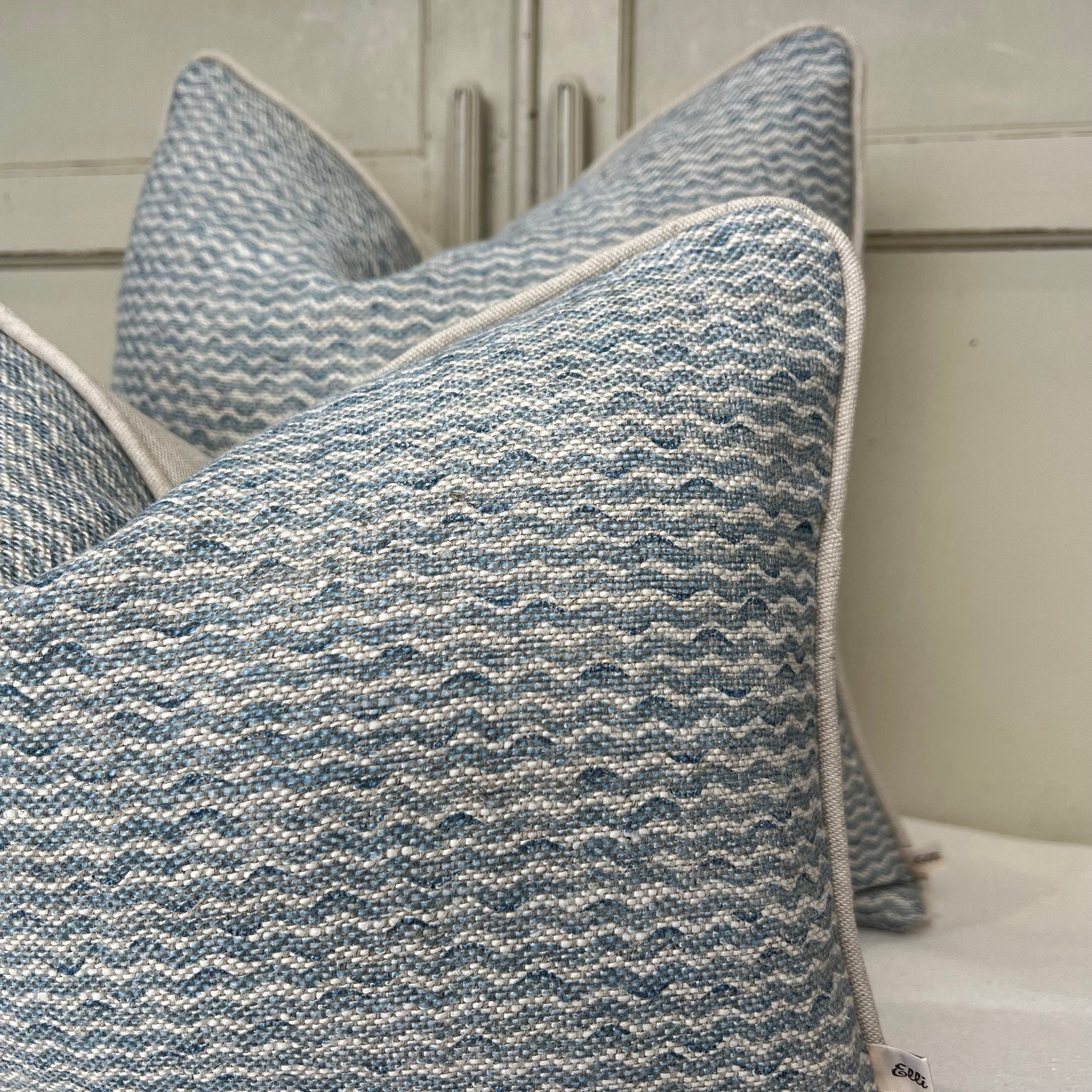 Cushions Made In Fermoie Popple Luxury Designer Decorative Pale Blue Neutral Linen Cushion Pillow Throw Cover