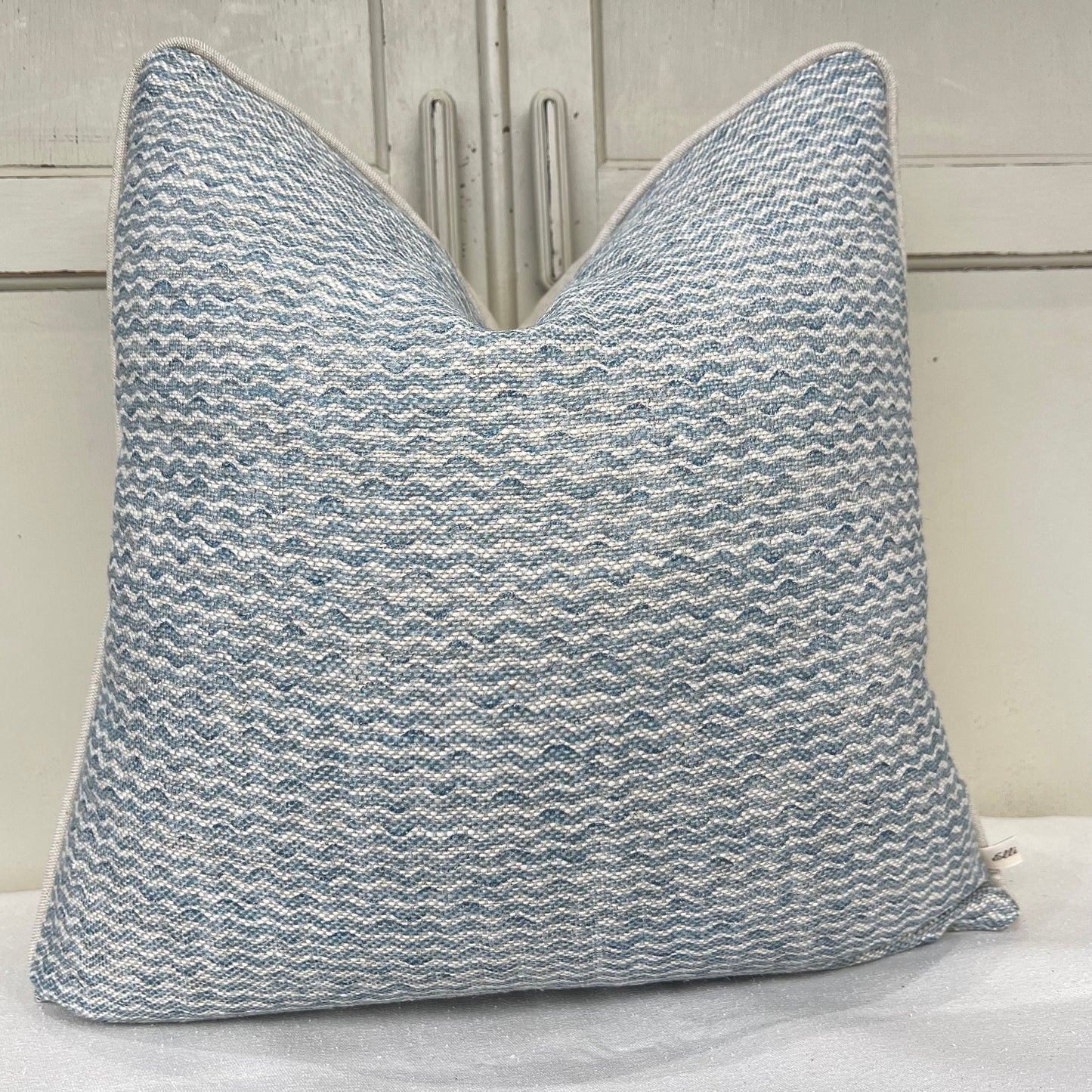 Cushions Made In Fermoie Popple Luxury Designer Decorative Pale Blue Neutral Linen Cushion Pillow Throw Cover