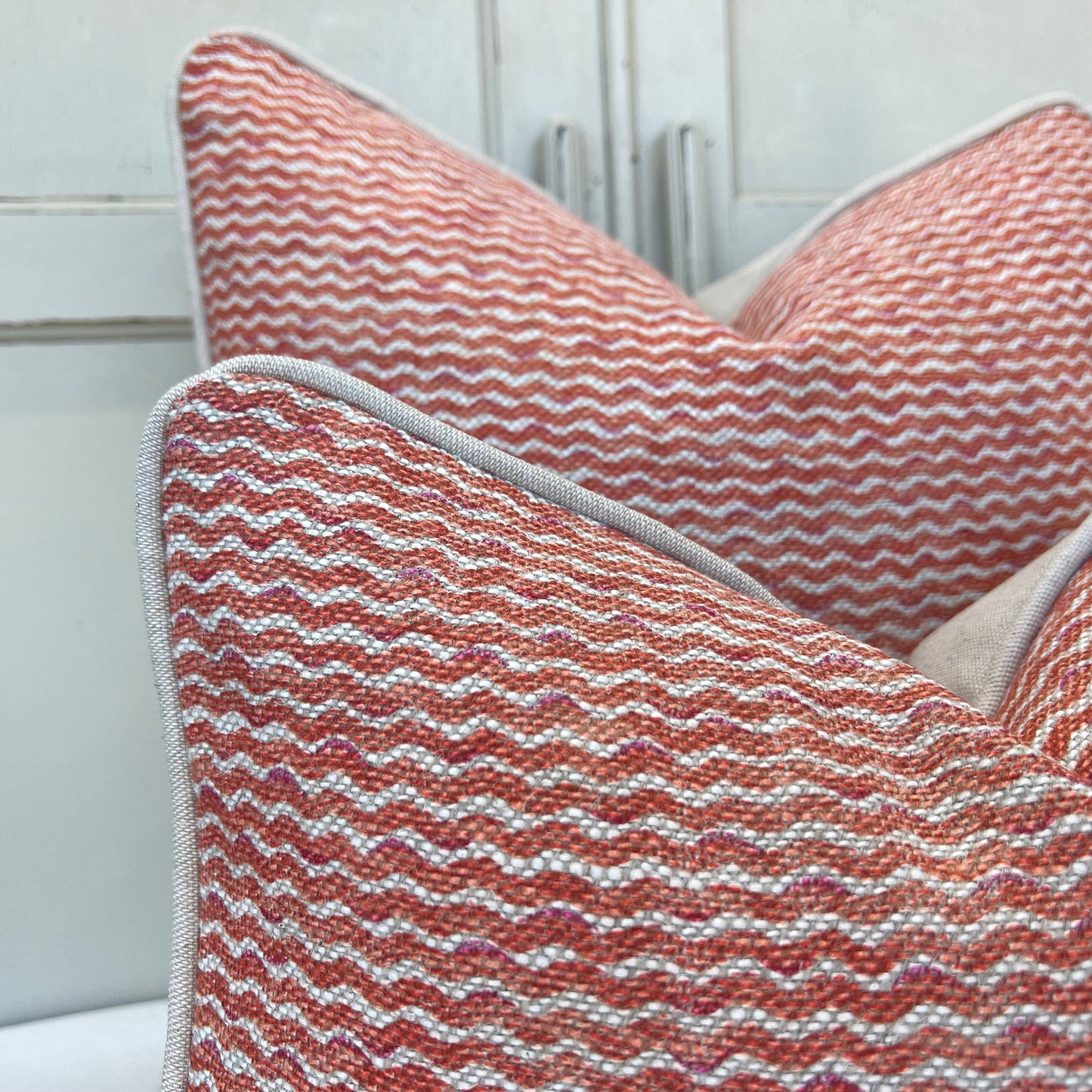 Cushions Made In Fermoie Popple Luxury Designer Decorate Orange Neutral Linen Cushion Pillow Throw Cover