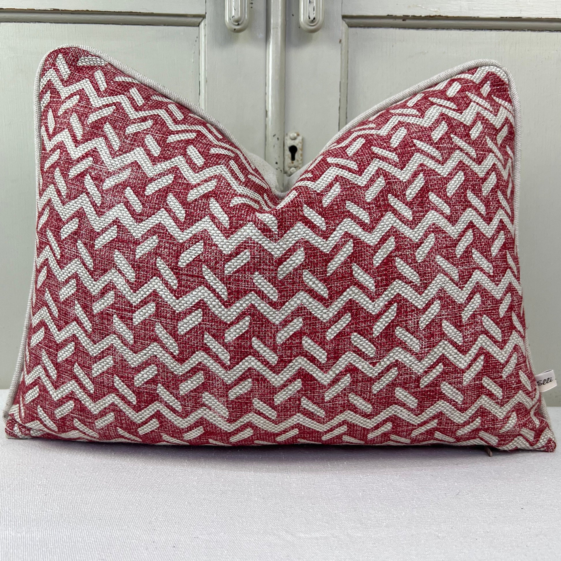 Cushions Made In Fermoie Chiltern Luxury Designer Decorative Neutral Red Linen Cushion Pillow Throw Cover