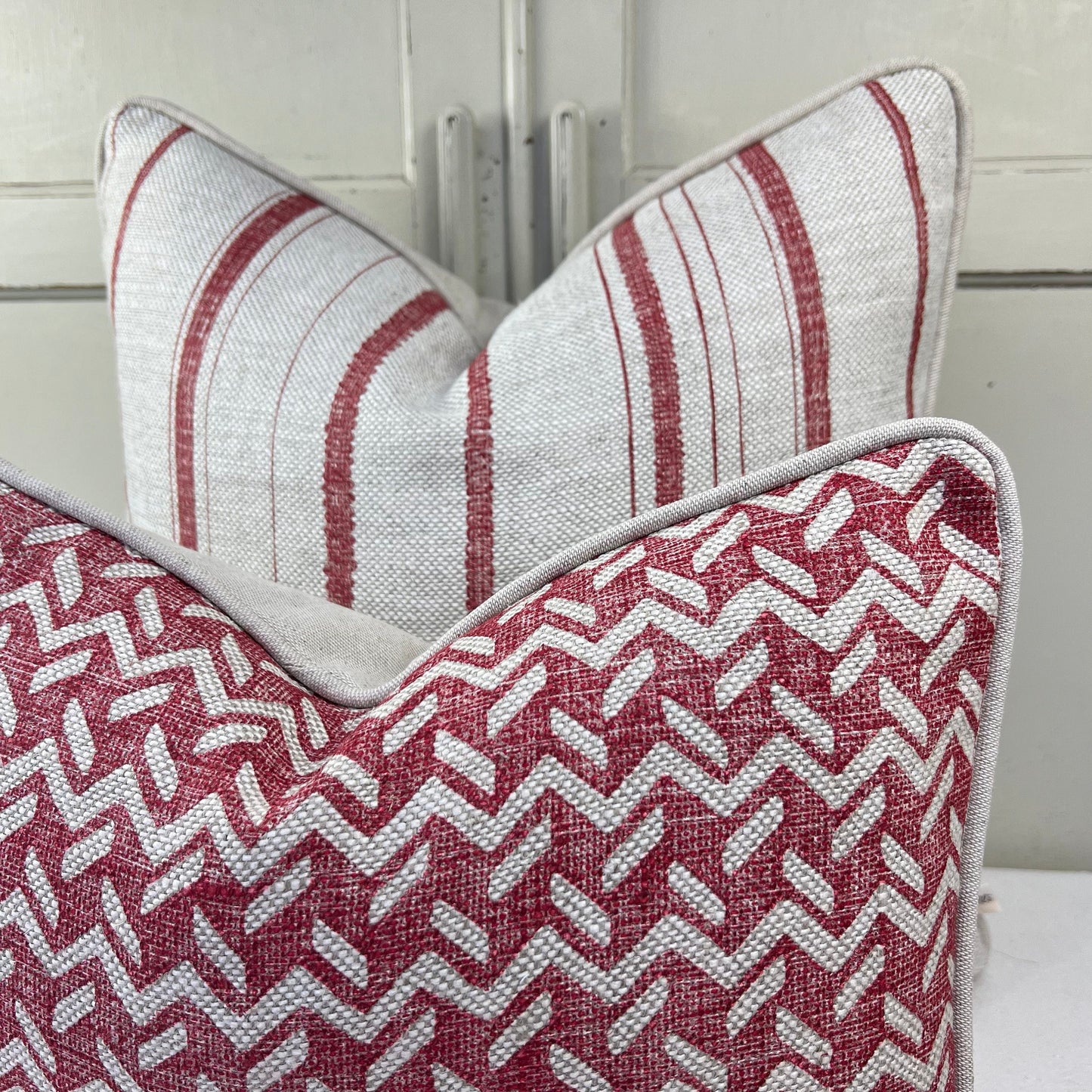 Cushions Made In Fermoie Carskiey Single Stripe Luxury Designer Decorative Neutral Red Linen Cushion Pillow Throw Cover