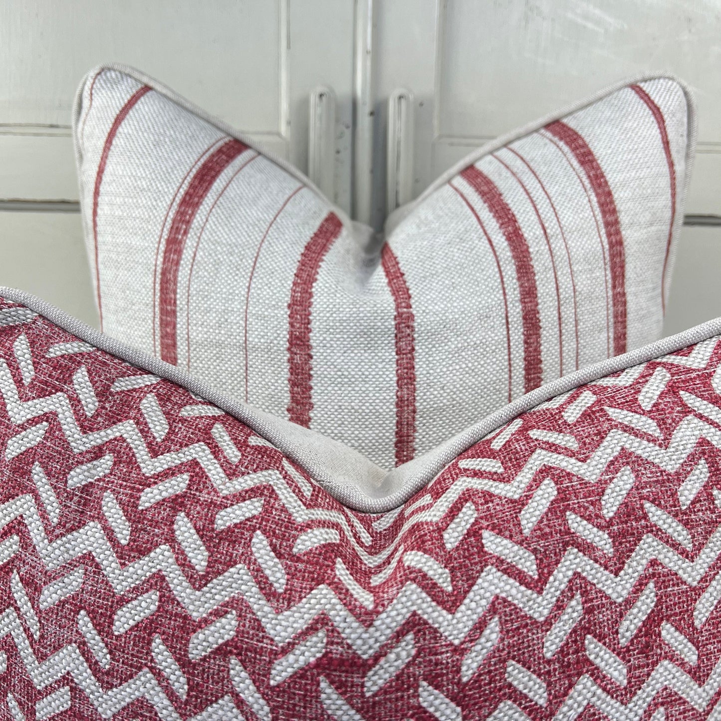 Cushions Made In Fermoie Carskiey Single Stripe Luxury Designer Decorative Neutral Red Linen Cushion Pillow Throw Cover