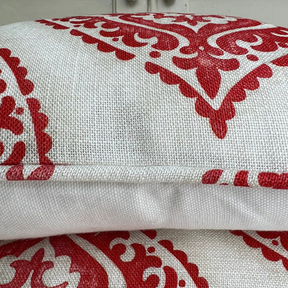 Jane Churchill Blakewater Designer Linen Red Fabric Sofa Cushion Pillow Cover Throw