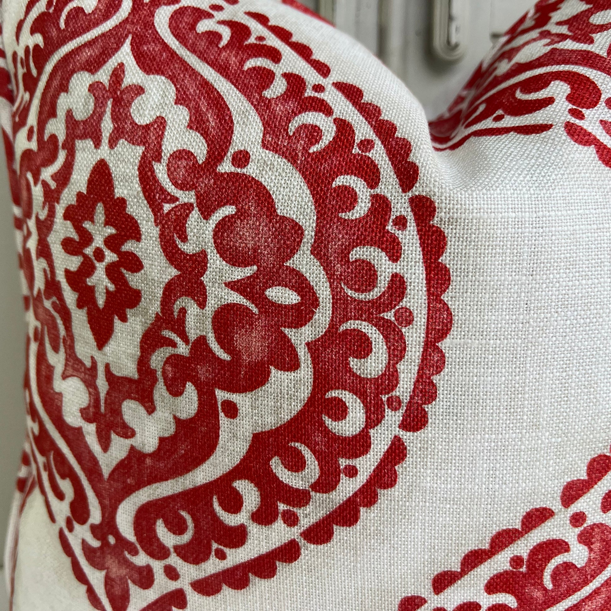 Jane Churchill Blakewater Designer Linen Red Fabric Sofa Cushion Pillow Cover Throw