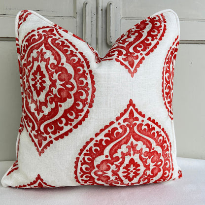 Jane Churchill Blakewater Designer Linen Red Fabric Sofa Cushion Pillow Cover Throw